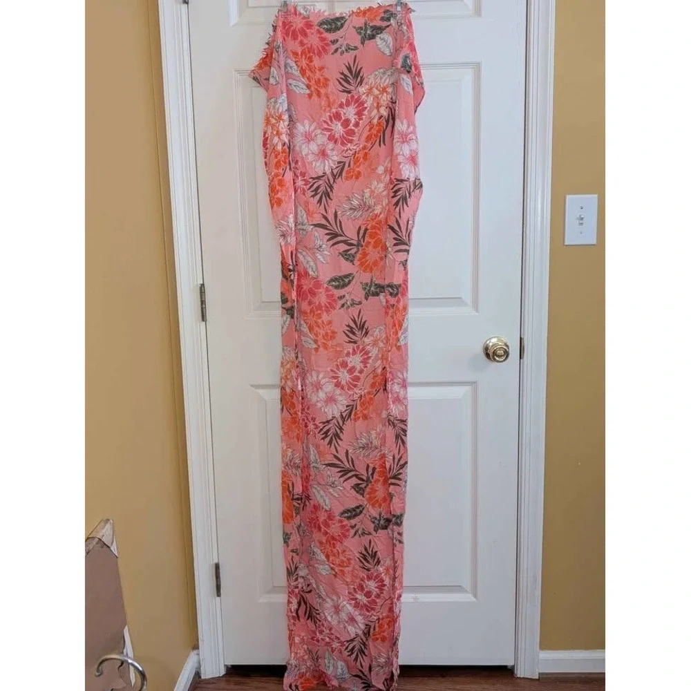 Coral Floral Scarf Wrap Shawl Lightweight Oversized Spring‎ Summer 70 x 26